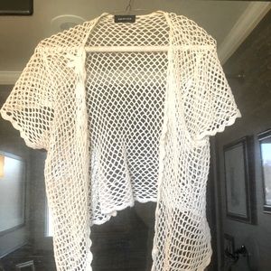 White Crocheted sweater wrap M